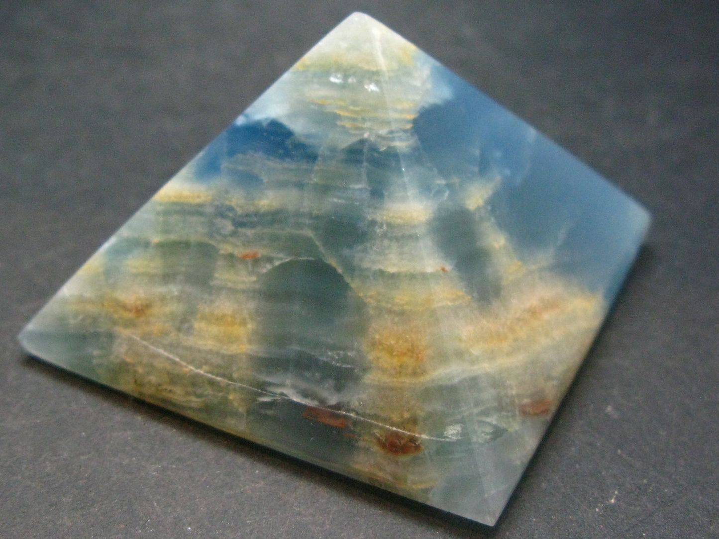 Lemurian Aquatine Blue Calcite Pyramid - 2.3" - 140.54 Grams