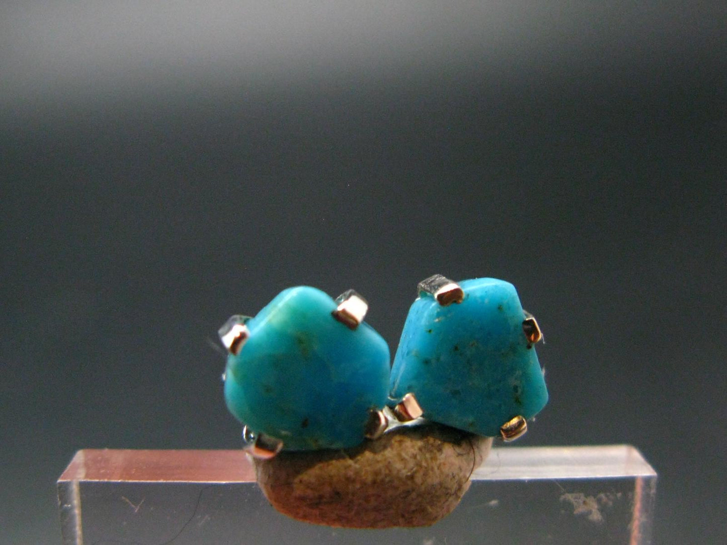 Nice Raw Natural Turquoise Sterling Silver Stud Earrings from Mexico