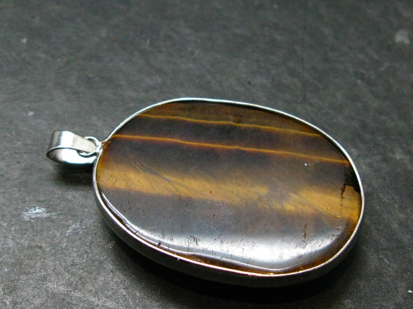 Tiger Eye Silver Plated Pendant - 2.0"