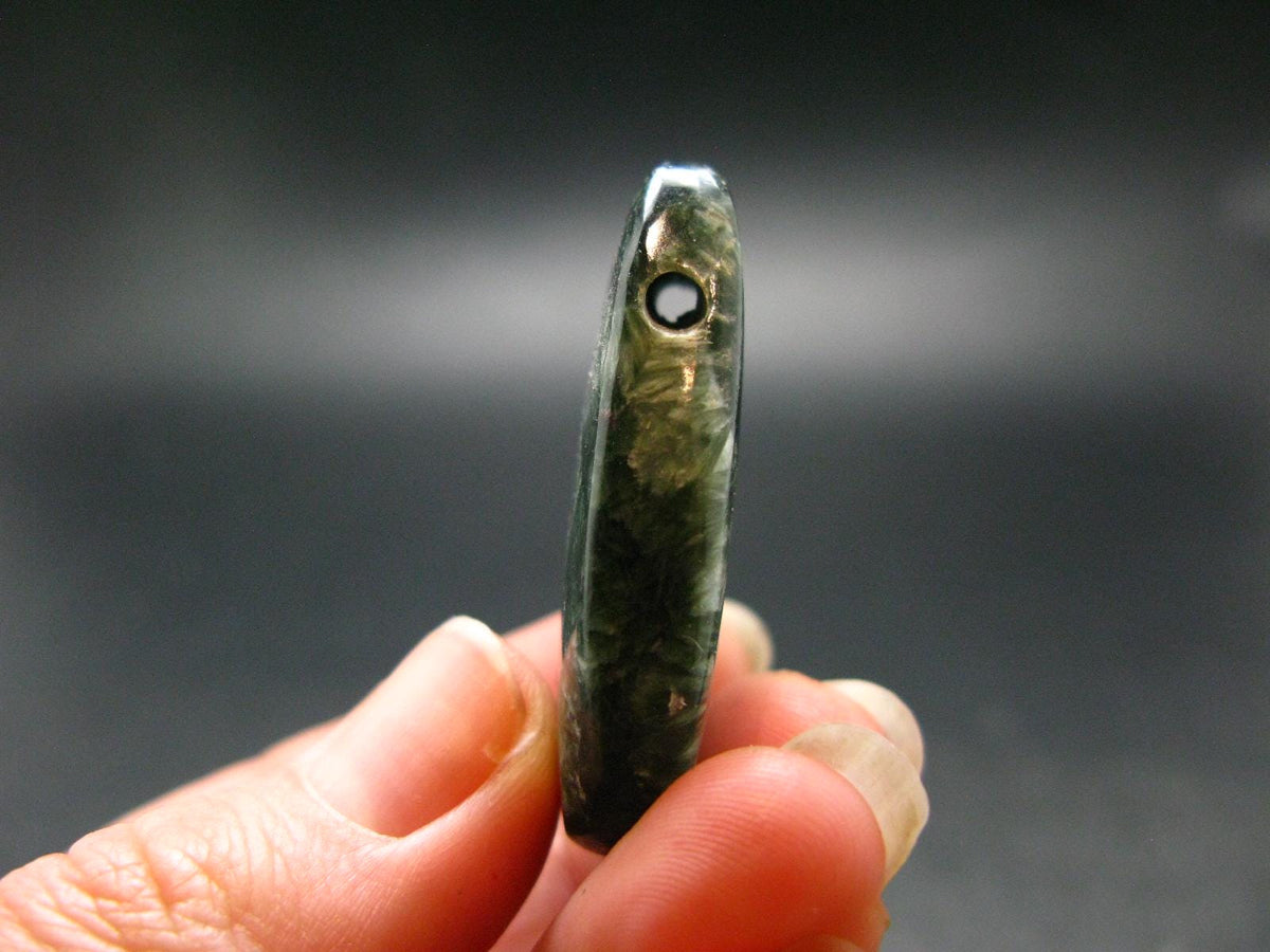Polished Seraphinite Clinochlore Metal Free Pendant From Russia - 1.6"