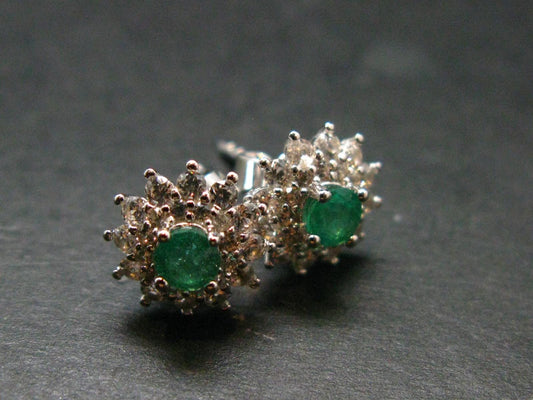 Gem Emerald Faceted Earrings In Sterling Silver - 0.36 Carats