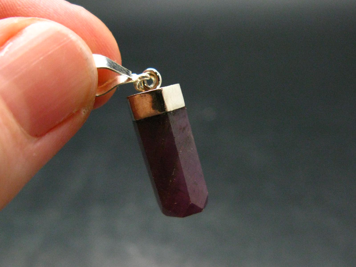 Ruby Silver Pendant from India - 1.1" - 2.74 Grams