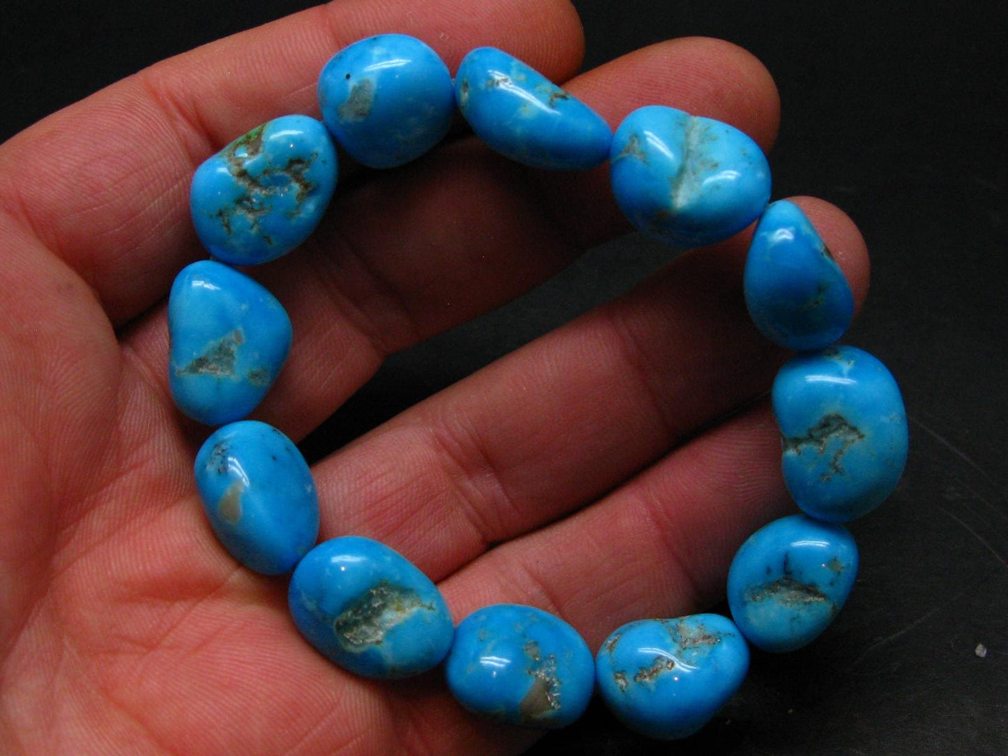 Turquoise Genuine Untreated Bracelet ~ 7 Inches ~ 18mm Tumbled Beads