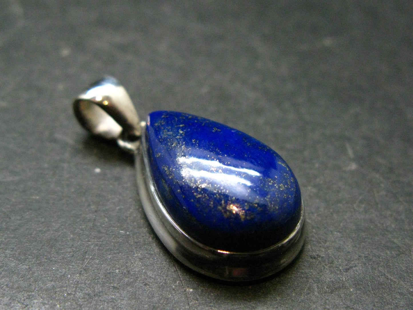 Lapis Lazuli Silver Pendant From Afghanistan - 1.4" - 7.64 Grams