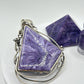 Charoite Sterling Silver Pendant – Geometric Design - 34.43 Grams