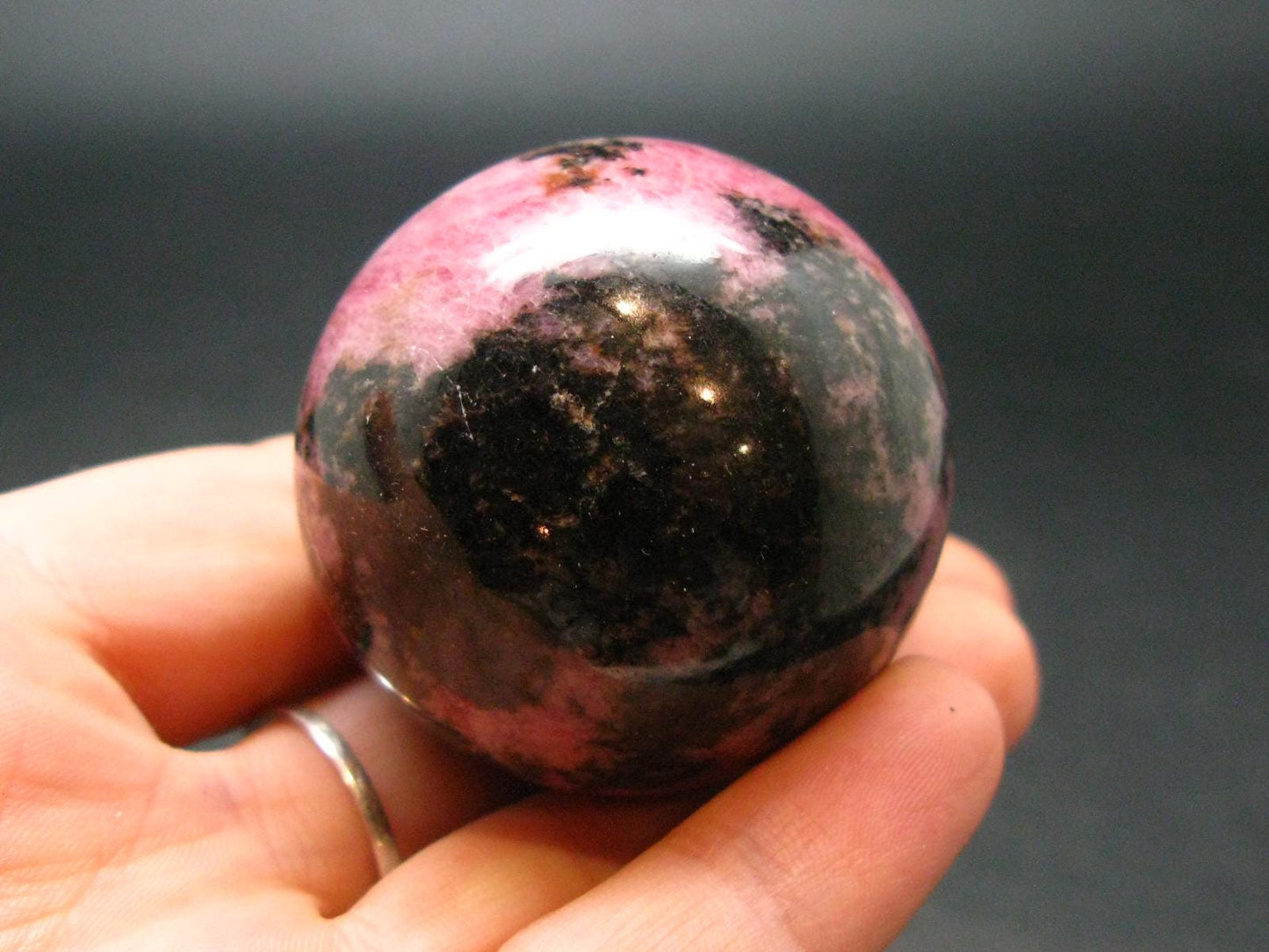 Pink Rhodonite Rodonite Sphere Ball From Canada - 1.5" - 123.74 Grams