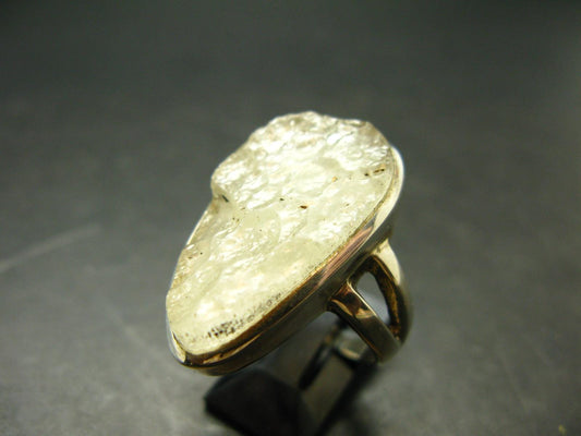 Natural Gem Raw Libyan Desert Glass Tektite Sterling Silver Ring from Libya - Size 9 - 9.19 Grams