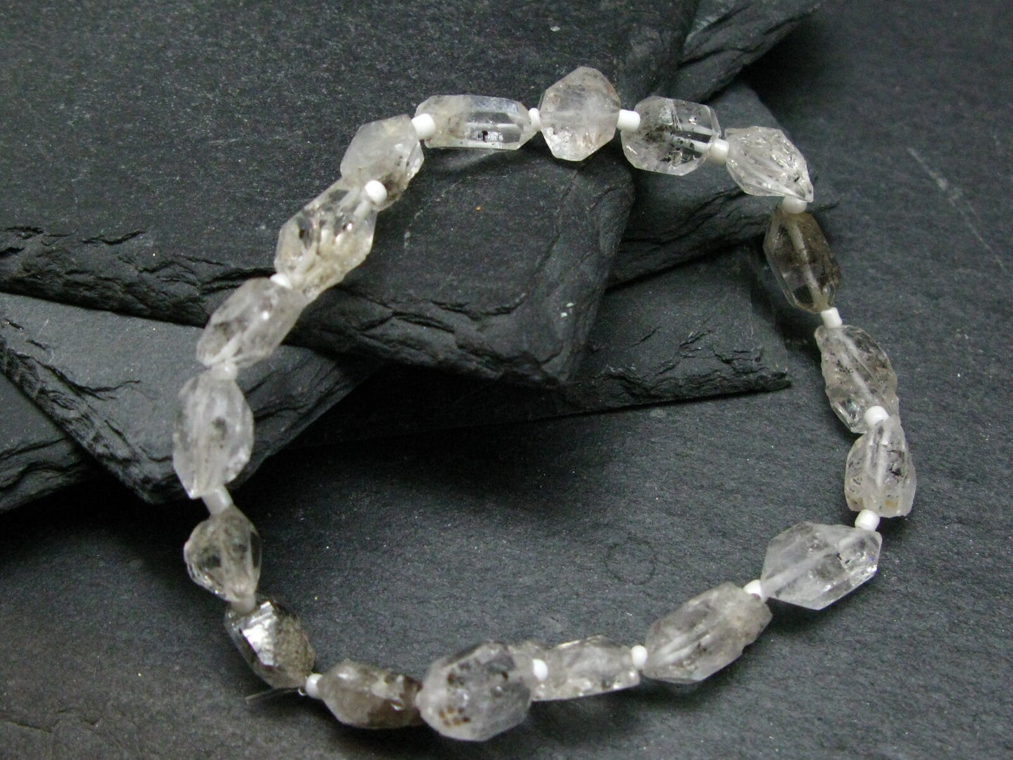 Tibetan Black Quartz Genuine Bracelet ~ 7 Inches ~ 10mm Crystal Beads
