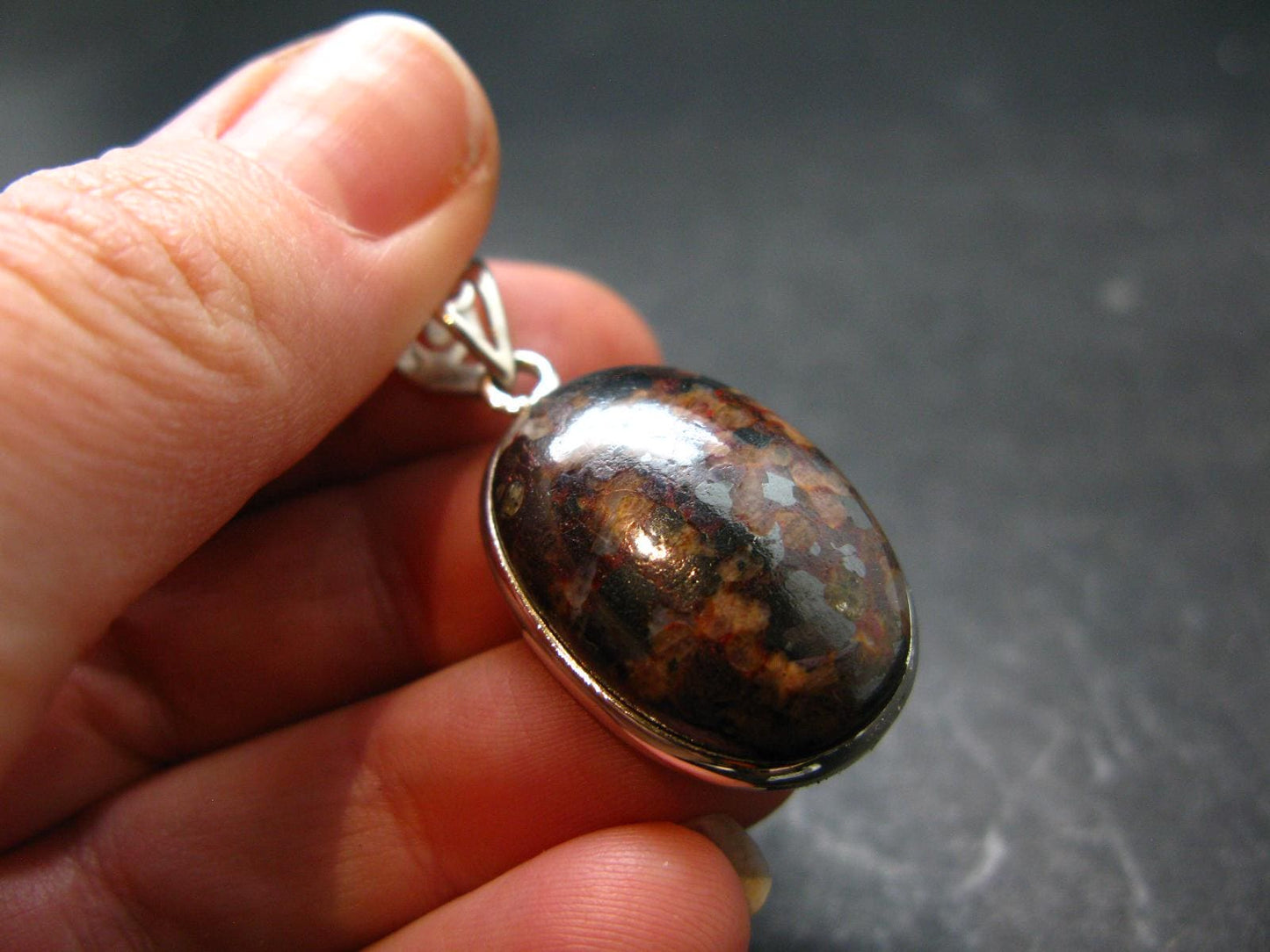 Zincite Franklinite Willemite Silver Pendant From USA - 1.4" - 9.0 Grams
