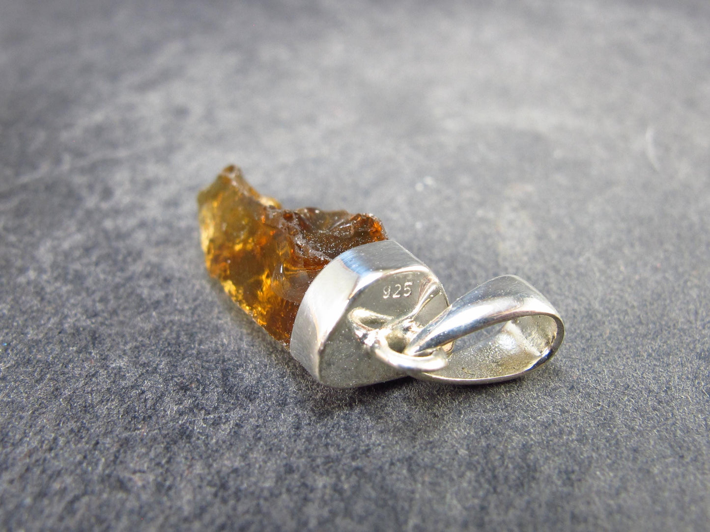 Natural Unheated Citrine Sterling Silver Pendant from Zambia - 1.3" - 2.56 Grams