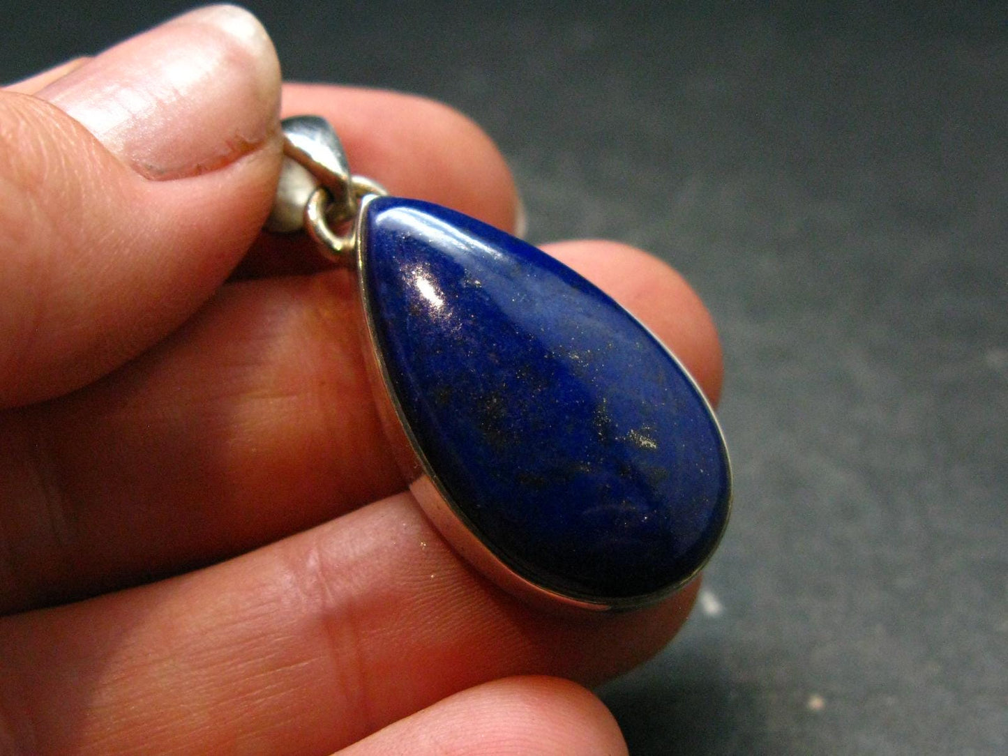 Lapis Lazuli Silver Pendant From Afghanistan - 1.5" - 6.56 Grams