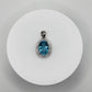 Swiss Blue Topaz Oval Pendant with White Zircon Halo - 17.46 Grams