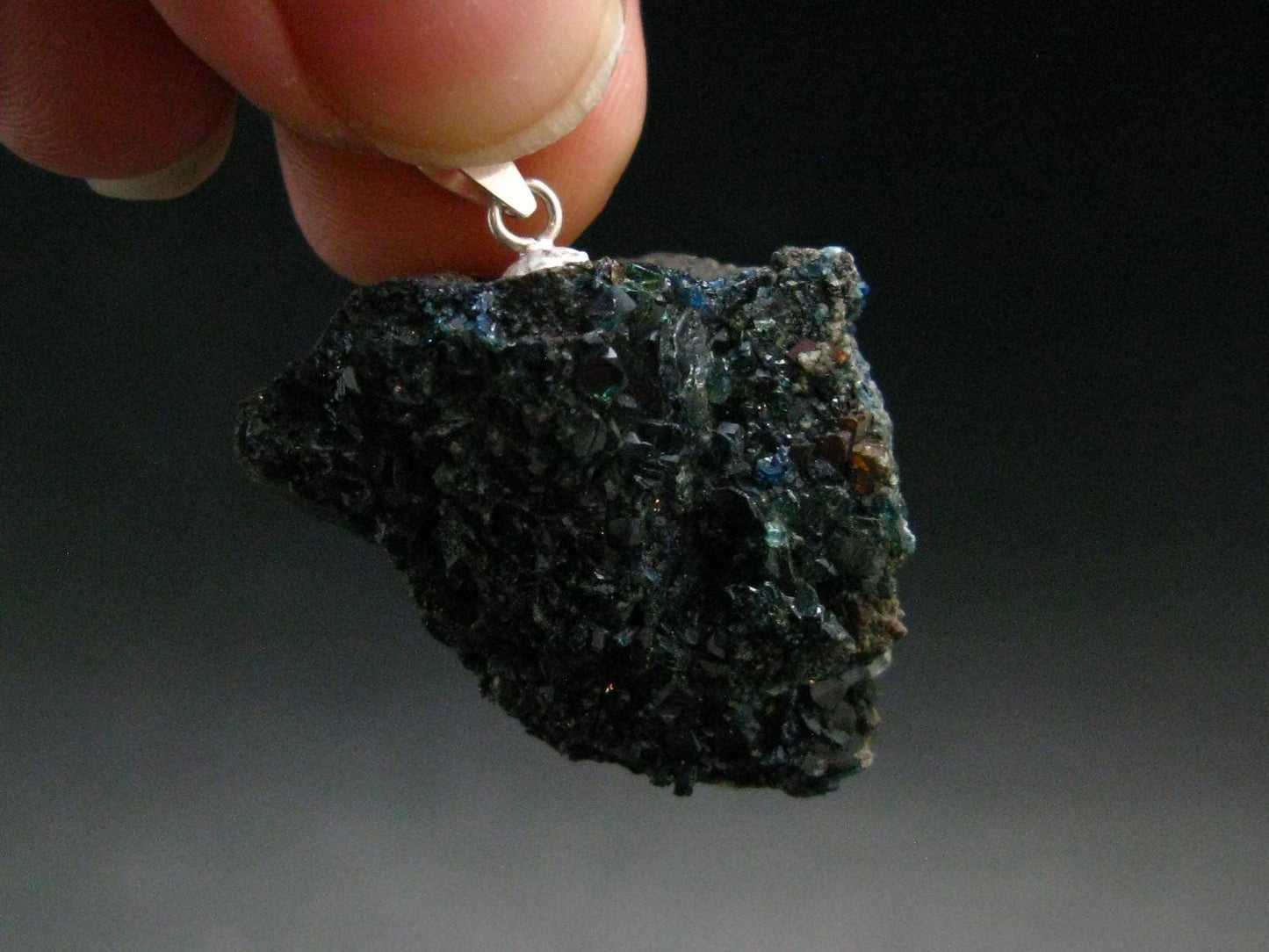 Heaven Stone!! Wet-Look Indigo Blue Lazulite Cluster Silver Pendant From Canada - 1.2" - 9.71 Grams