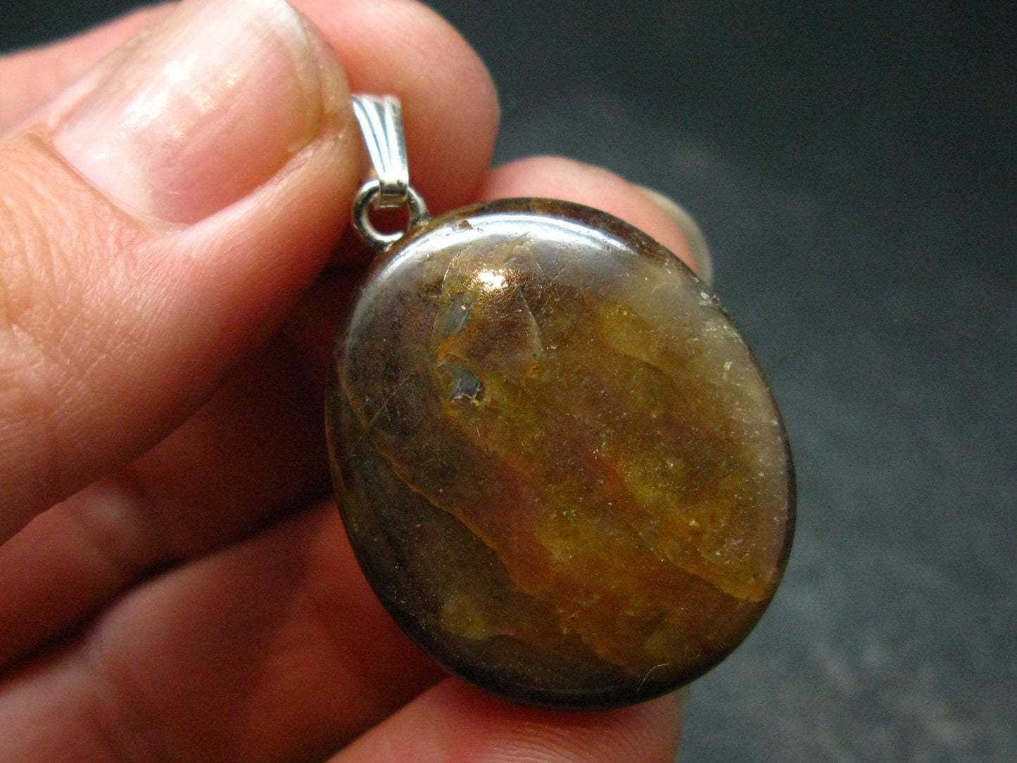 Yellow Sapphire Corundum Polished Crystal Silver Pendant From Sri Lanka - 1.3" - 8.61 Carats