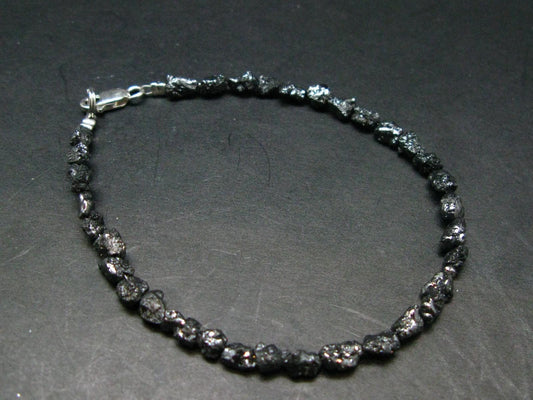 Raw Black Diamond Genuine Bracelet ~ 7 Inches ~ 6mm Crystal Beads