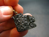 Tibetan Black Tektite Silver Pendant From Tibet - 1.0" - 3.42 Grams