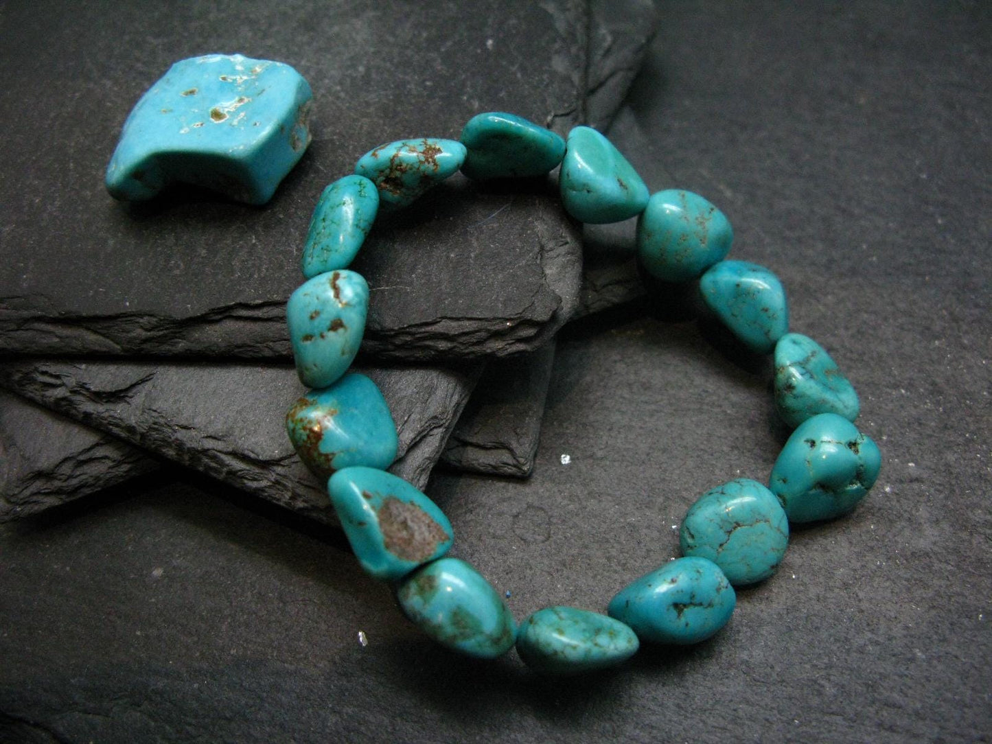 Turquoise Genuine Untreated Bracelet ~ 7 Inches ~ 12mm Tumbled Beads
