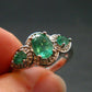 Emerald Faceted Silver Ring from Colombia - 3.5275 Grams Total - Size 6
