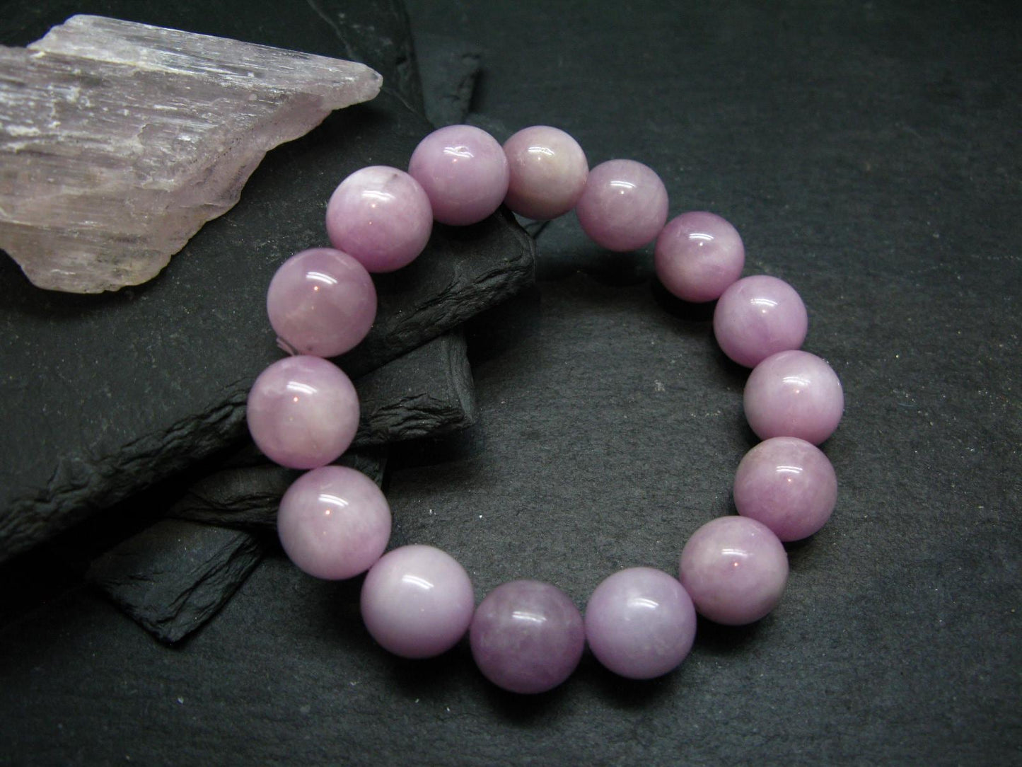 Kunzite Spodumene Genuine Bracelet ~ 7 Inches ~ 13mm Round Beads