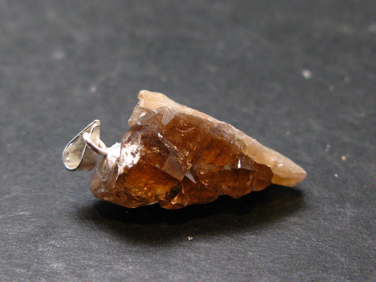 Gem Hessonite Garnet Crystal Silver Pendant from Canada - 1.1" - 3.79 Grams