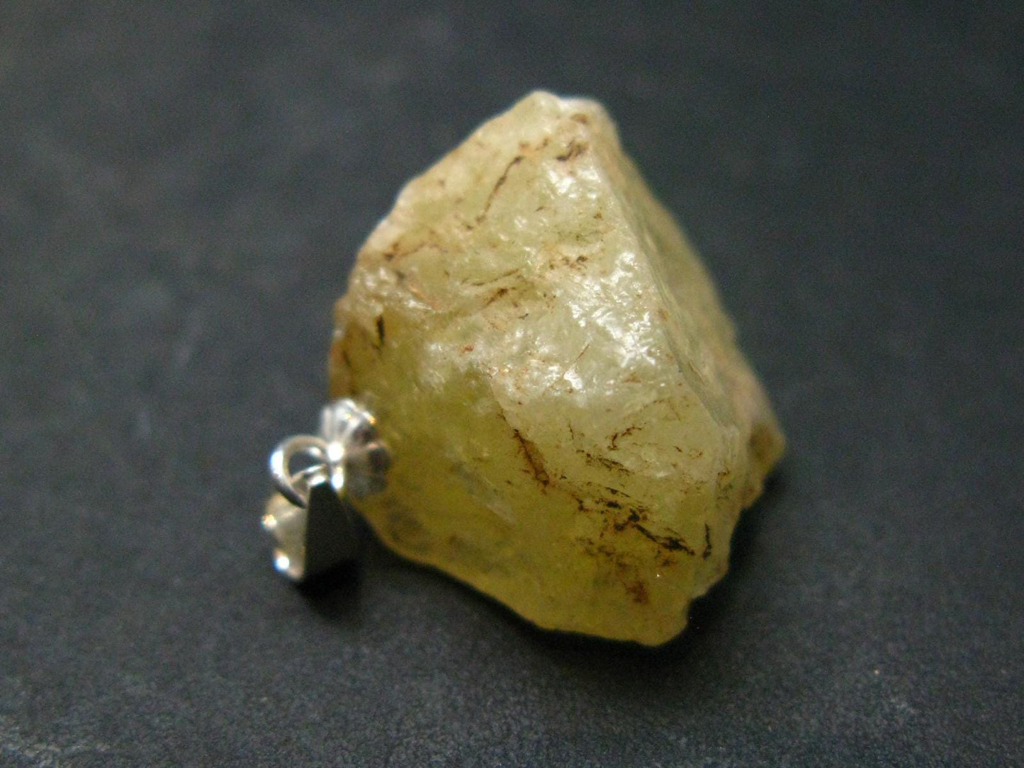 Large Natural Agni Gold Danburite Sterling Silver Pendant from Tanzania - 1.1" - 5.12 Grams