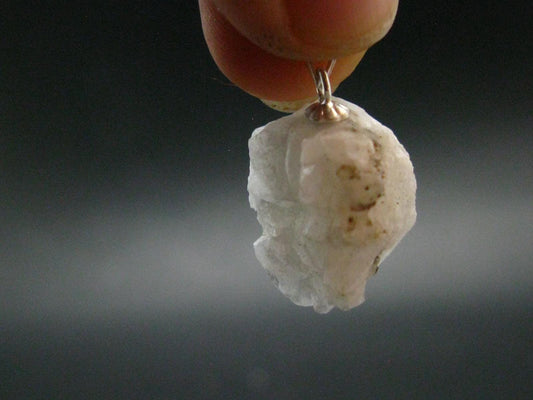 Very Rare White Cryolite 925 Silver Pendant from Greenland - 0.9" - 3.55 Grams