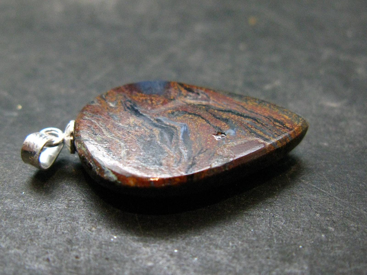The Tempest Stone!! Natural Pietersite Polished Cabochon Silver Pendant from Namibia - 1.3" - 3.36 Grams
