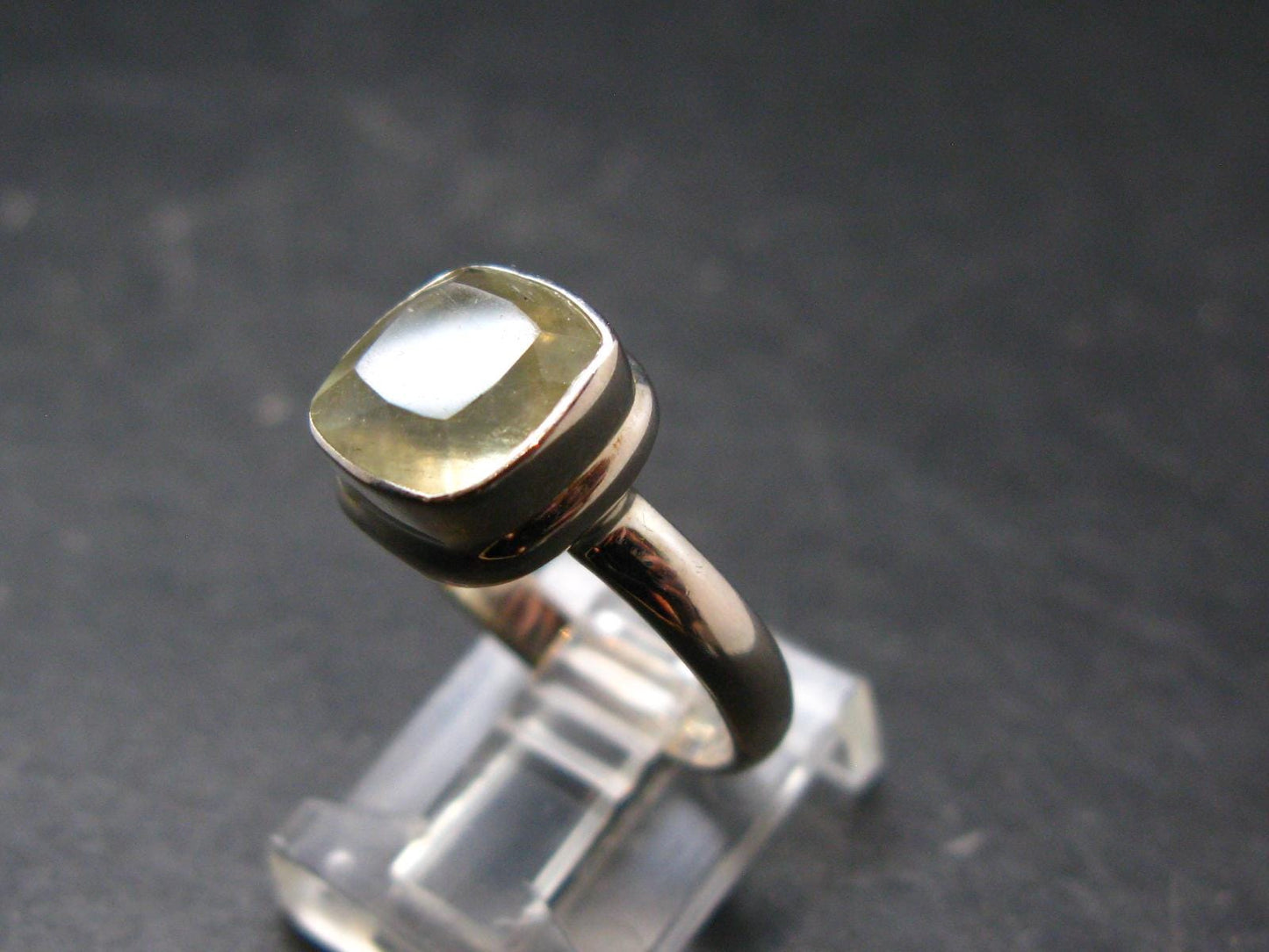 Libyan Desert Glass Tektite Sterling Silver Ring from Libya - Size 6 - 3.66 Grams