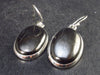 Natural Shungite Oval Dangle Shepherd Hook Earrings From Russia - 1.4" - 6.1 Grams
