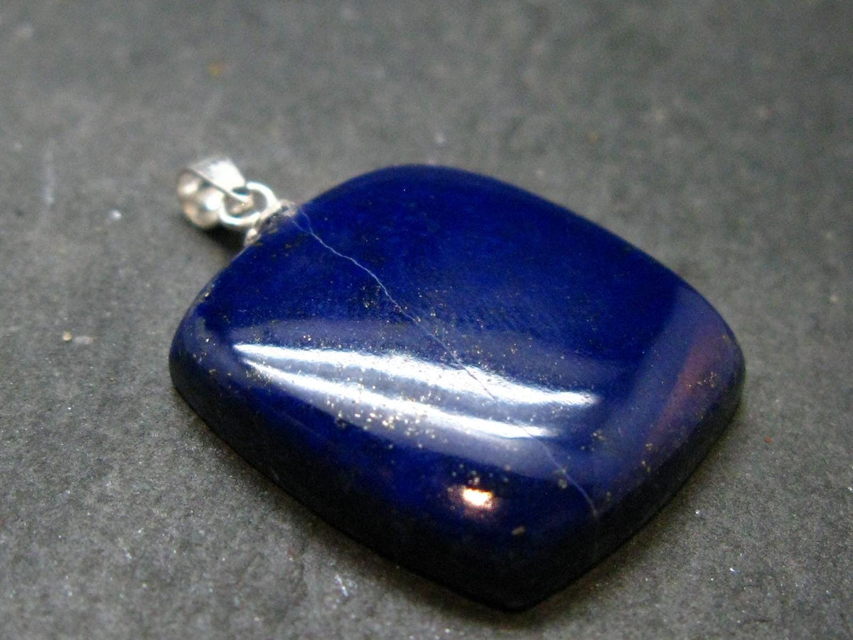 Lapis Lazuli Silver Pendant From Afghanistan - 1.2" - 6.48 Grams