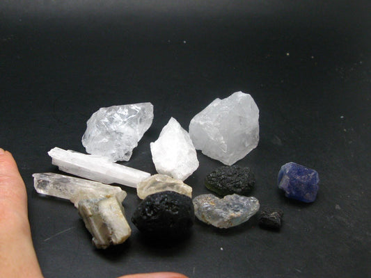 Synergy 12 Set Phenakite Moldavite Natrolite Petalite Danburite Tektite Scolecite Herderite Tanzanite Brookite 175.76 Gr