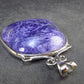 Rare High-Quality Charoite Pendant in SS From Russia - 1.7" - 14.6 Grams