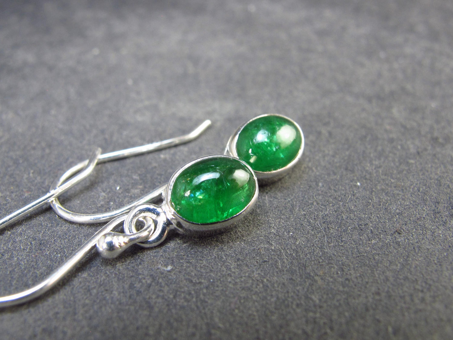 Tsavorite Gem Green Garnet Sterling Silver Earrings from Tanzania - 1.72 Grams