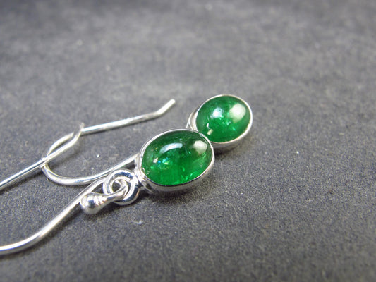 Tsavorite Gem Green Garnet Sterling Silver Earrings from Tanzania - 1.72 Grams