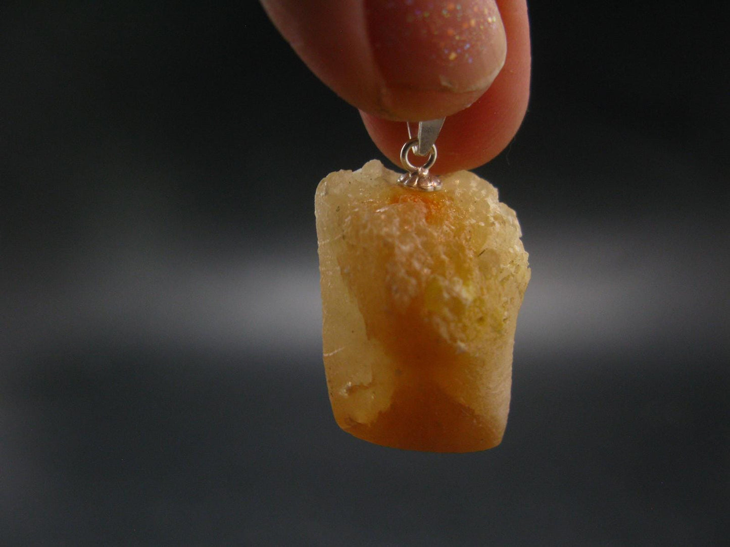 Wulfenite Crystal Silver Pendant From Arizona, USA - 1.1" - 17.15 Grams