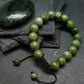 Jade Genuine Bracelet ~ 7 Inches ~ 10mm Round Beads - w/ Drawstring
