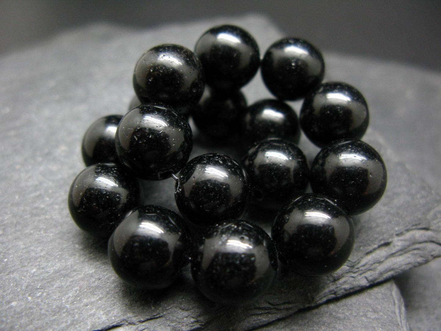 Tibetan Tektite Genuine Bracelet ~ 7 Inches ~ 12mm Round Beads
