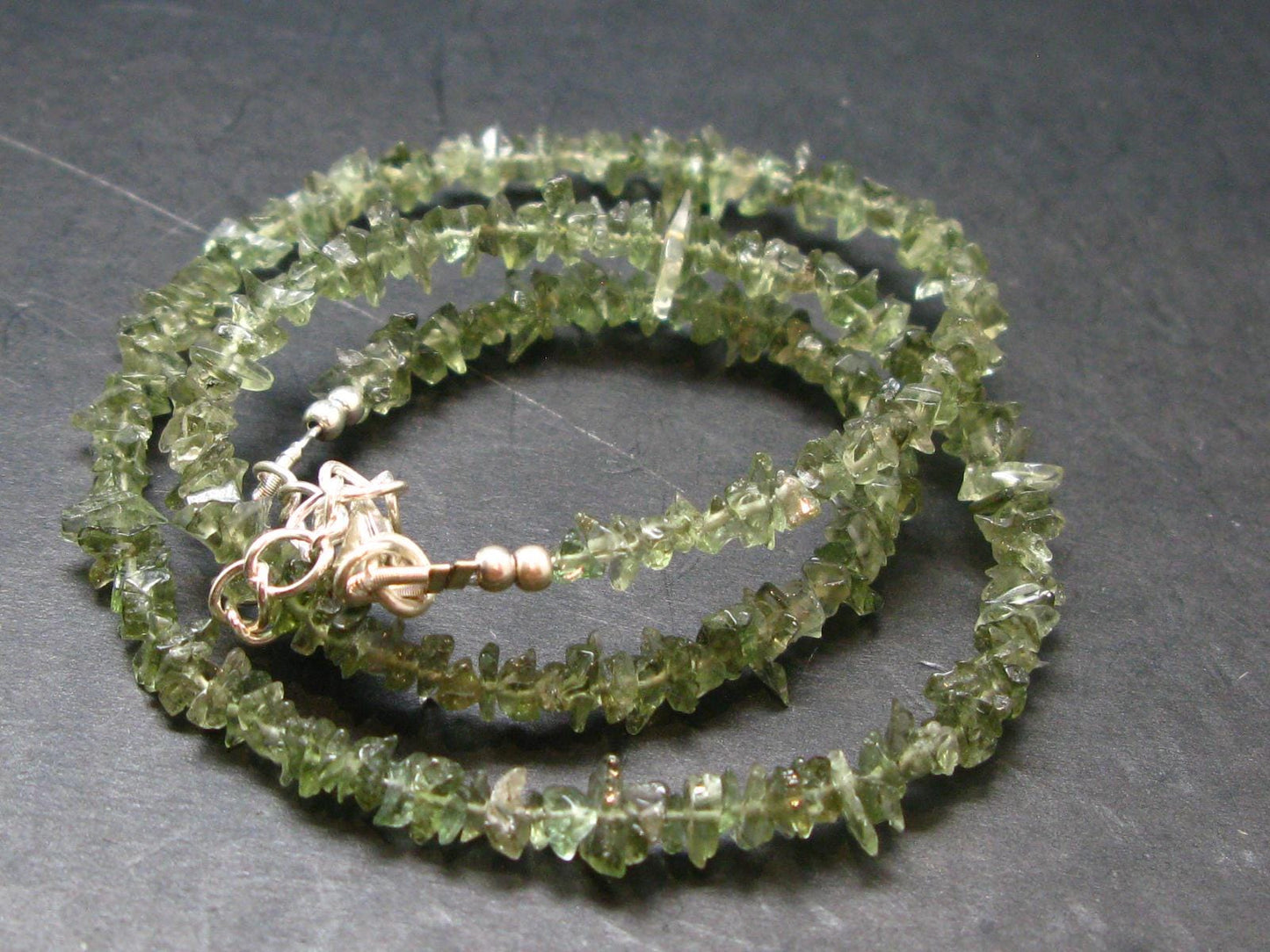Moldavite Necklace Faceted Beads From Czech Republic - 19" - 8.73 Grams