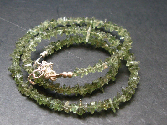 Moldavite Necklace Faceted Beads From Czech Republic - 19" - 8.73 Grams