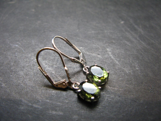 Moldavite Tektite Silver Earrings from Czech Republic - 1.95 Grams
