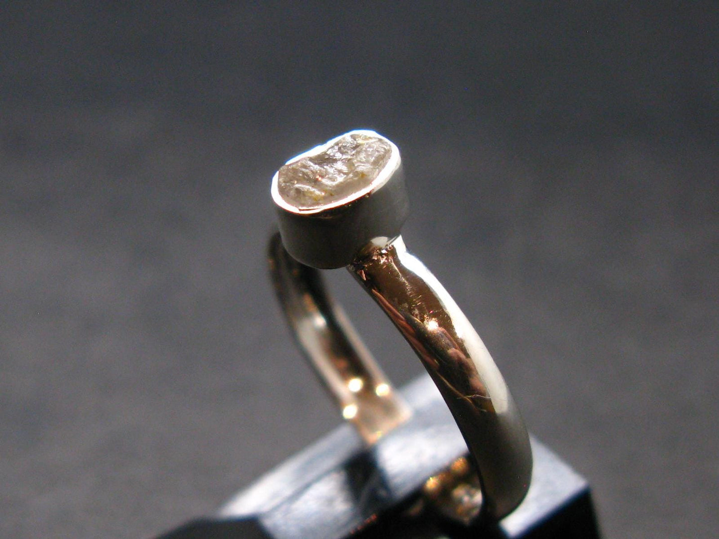 Gray Herderite Silver Ring from Africa - Size 7 - 1.71 Grams