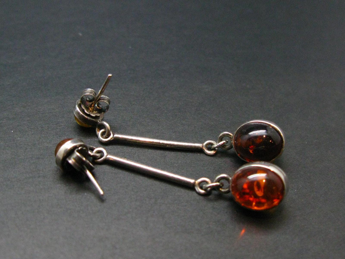 Nature’s Time Capsule!! Natural Cognac Color Baltic Amber 925 Silver Stud Earrings