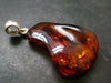Amber Tumbled Silver Pendant From Poland - 1.9" - 4.29 Grams