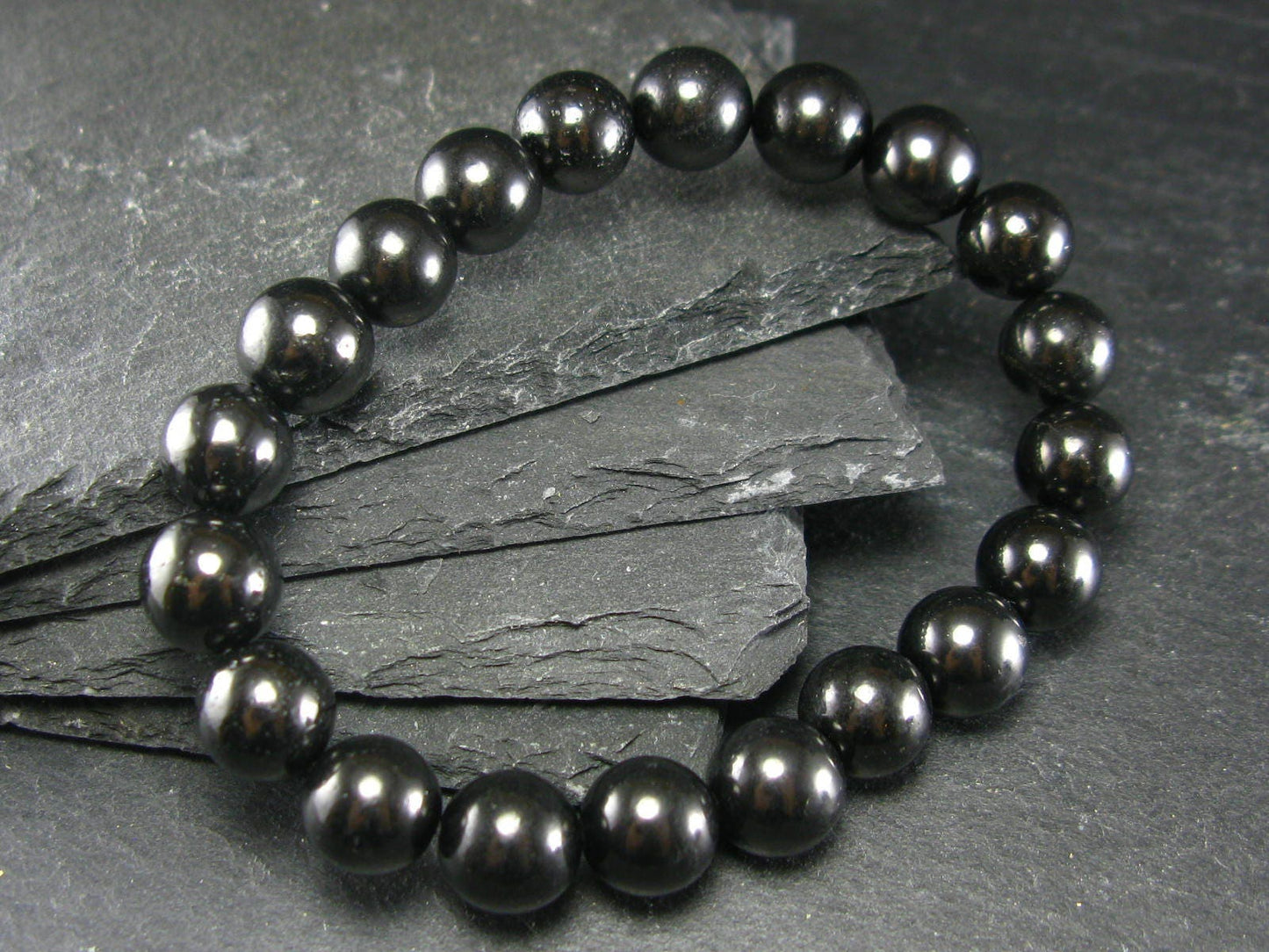 Shungite Genuine Bracelet ~ 7 Inches ~ 10mm Round Beads