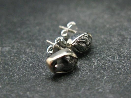 Raw Campo Del Cielo Meteorite Stud Earrings In Silver From Argentina