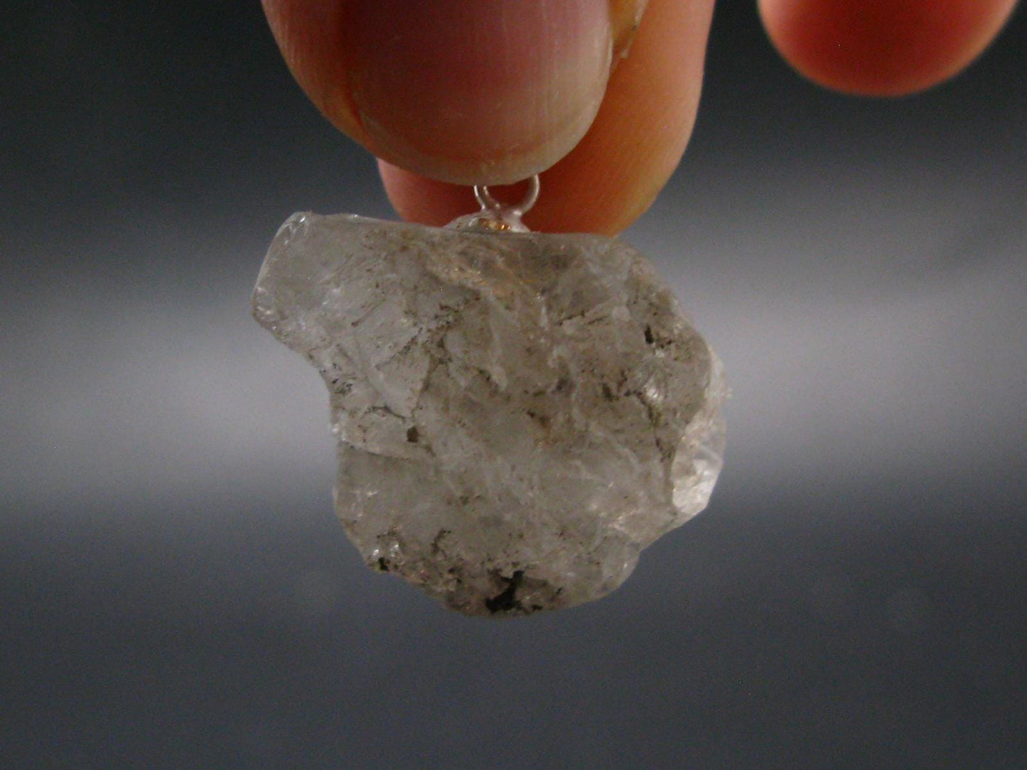 Gray Herderite Silver Pendant from Africa - 1.0" - 5.44 Grams