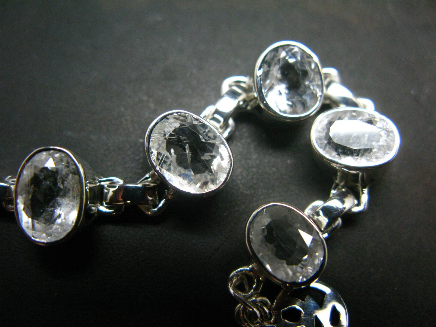 Phenakite Phenacite Cut Gem Silver Bracelet From Nigeria - 7" - 17.3 Grams