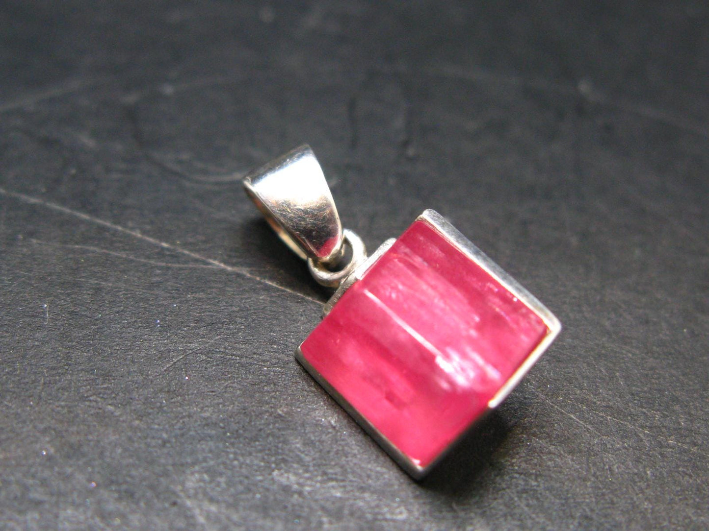 Rhodochrosite Sterling Silver Pendant From Alma Colorado - 0.7" - 2.10 Grams