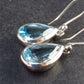 Pear Shaped Faceted Natural Sky Blue Topaz Dangle 925 Silver Earrings from Brazil - 1.2" - 4.6 Grams