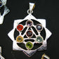 Set of Five 7 Chakra Balancing Natural Multicolor Gems Mandala Pendant